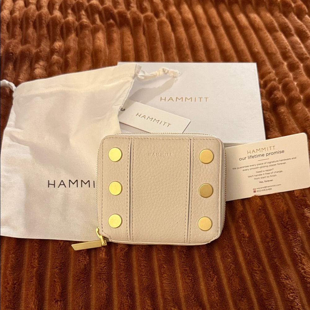 Hammitt Like New Chic Cream Wallet with Gold Accents